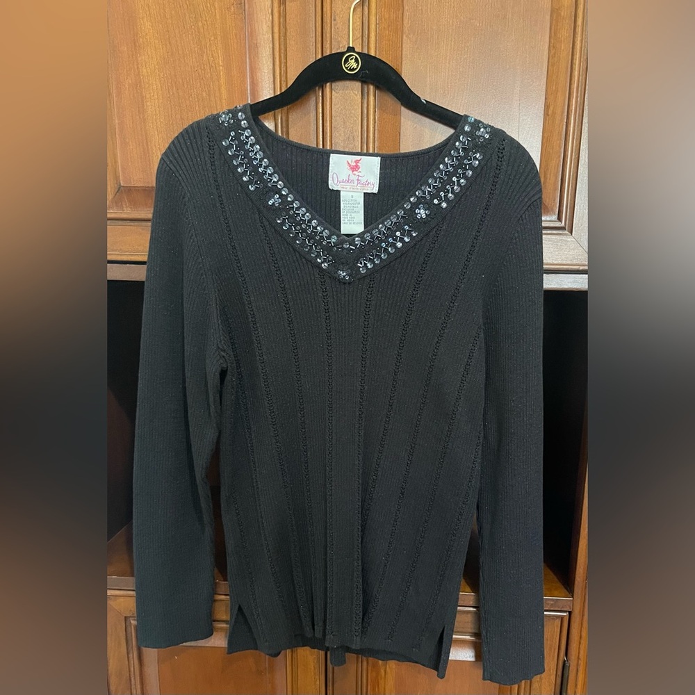 Quacker Factory Long Sleeve Sparkle Sweater